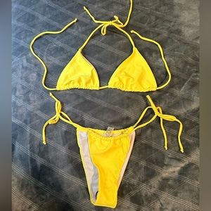 Bright Yellow Knot-Side Full Bikini